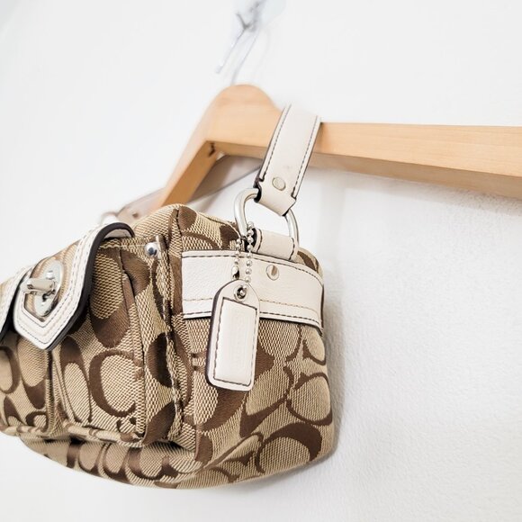 Coach Mini Double Turnlock Pocket Signature Monogram Bag - Picture 3 of 11